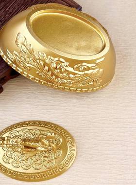 宝纯黄铜龙盖元摆件空心开设计凤招财仿真金元宝办EPR公室客厅家