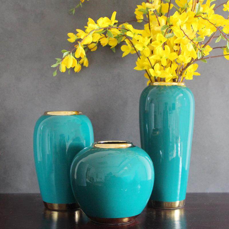 北欧轻奢描金陶瓷花瓶透方创鲜意水培植物口干MKQ花插花瓶客厅摆,淘宝优惠券,粉丝福利购,淘宝优惠卷