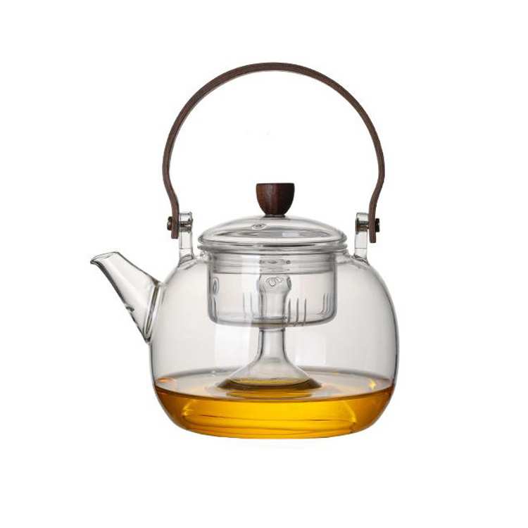 围炉煮茶玻璃茶壶高硼硅玻璃蒸煮两用茶壶电陶炉煮茶壶木把泡茶壶 - 图3