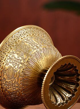 供水杯佛前用品杯铜八吉祥高脚供水碗高脚财神观音圣水杯