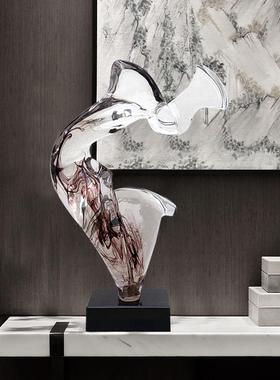 现代家居别墅客厅电视柜抽象大型摆件透明树脂雕塑艺术软装置饰品