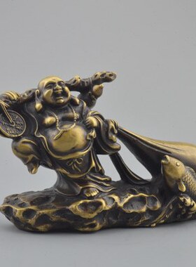 纯铜仿古招财弥勒佛大肚笑佛摆件客厅办公室桌面店铺旺财工艺品