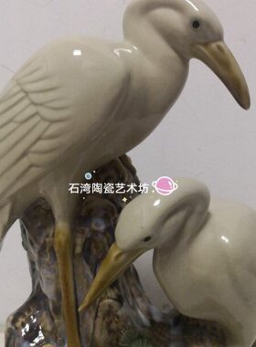 石湾公仔陶瓷仙鹤花插装饰摆件家居店铺开业创意花瓶丹顶鹤送礼品