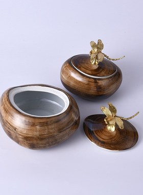 新中式陶瓷收纳罐摆件客厅玄关酒柜家居装饰品家用厨房密封储物罐