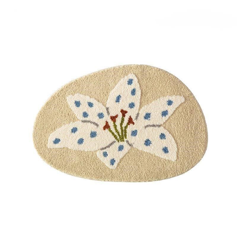 DDD French flower flocked rug bedroom fresh bedside rug bathroom bathroom absorbent tufted floor mat