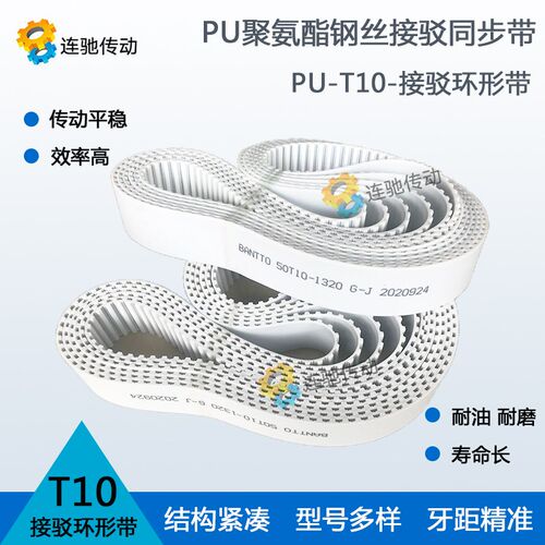 T10-3020 3030 3040 3050 3060 3070 PU聚氨酯W带钢丝接驳同步带 - 图2