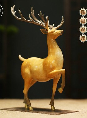彩铜麋鹿摆件一鹿高升家居客厅办公室