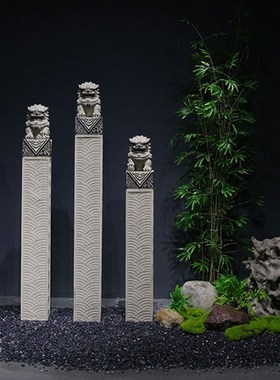 客厅摆件中式大件别墅门口户外造景仿石雕拴马桩大象落地玄关装饰