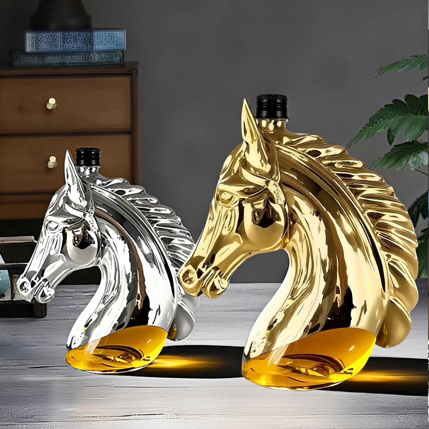 Creative zodiac horse head soaked wine glass bottle animal shape craft glass soaked wine bottle catty household high-end ornaments