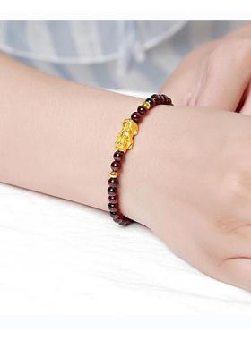 金色越南沙金女貔貅手炼石榴石皮丘久不掉色招财转运首饰节日礼物