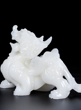 白玉招财貔貅摆件一对客厅店铺家居用办公桌貔貅貔犰开业礼品