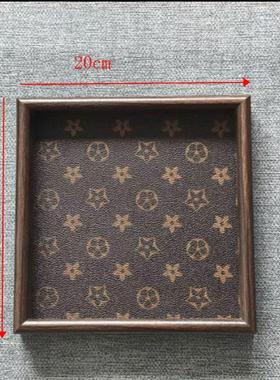 高档胡桃木色正方形轻奢首饰收纳酒杯茶水文玩茶托托盘整套两个装