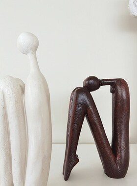 侘寂风抽象艺术人物摆件 卡通火柴人现代简约书房民宿样板间礼品