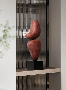 酒店样板间抽象h艺术木雕摆件家居饰品客厅玄关装饰高档软装工艺