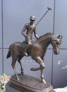 铜雕马球骑马体育运动雕塑家居饰品创意礼品工艺品摆件