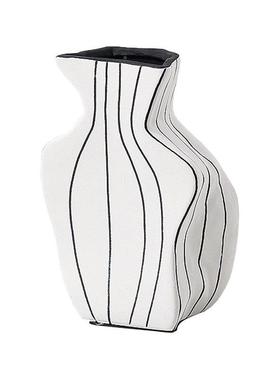 现代极简手线条白脂色树绘小花器样板餐GD-H124边柜茶间几装饰花