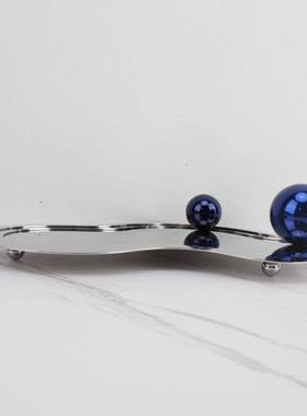 欧约轻奢收简纳北盘不锈钢镜面果盘0035摆件居家客厅茶托几桌面装