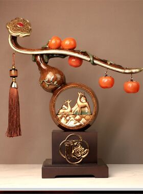 中式柿柿摆件葫芦客厅装饰品玄关搬家礼物乔迁酒柜新居礼品
