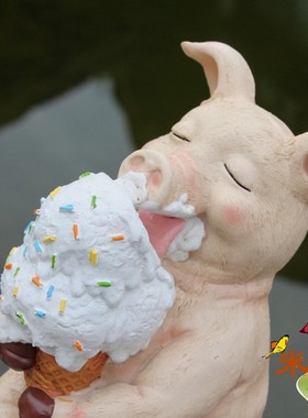 包邮美式乡村做旧工艺花园可爱动物摆件庭院装饰品贪吃的小肥猪