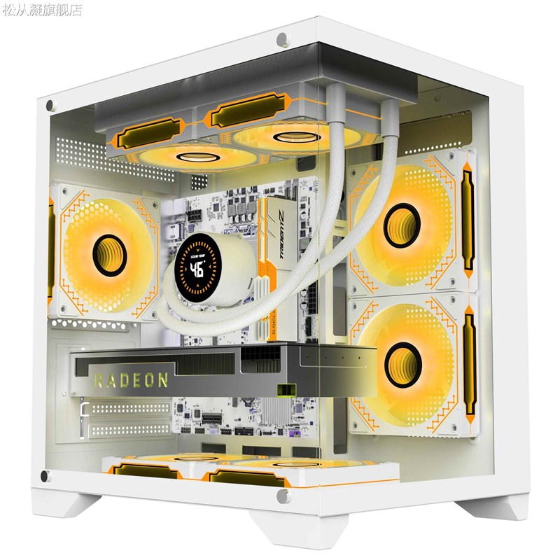 Songcongying column-free sea view room computer case desktop full-side transparent matx white 240 water-cooled mini