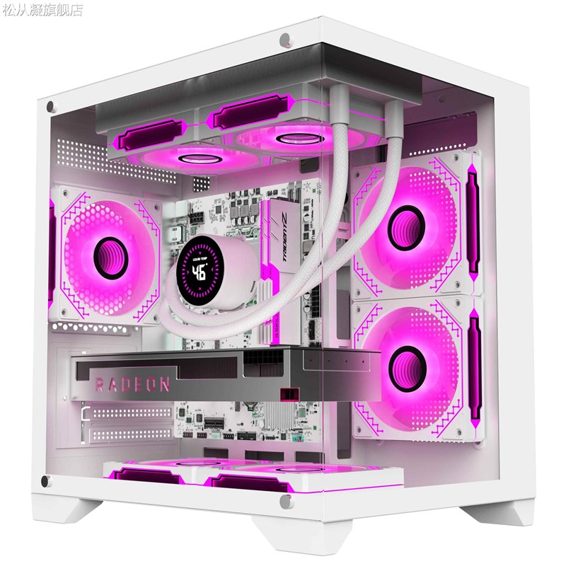 Songcongying column-free sea view room computer case desktop full-side transparent matx white 240 water-cooled mini