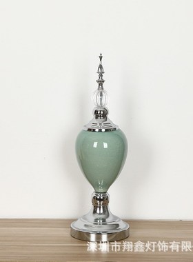 欧式铁艺美式花瓶摆件样板房餐桌电镀五金插花瓶家居软装金属摆件