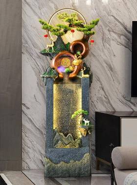 新中式假财tb-68028山流喷泉室内客厅玄关办水公室屏饰风造景装会