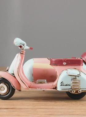 摆铁艺复古偏三轮吧摩车模型托件MTC46挎斗车摩托车酒餐厅商场装