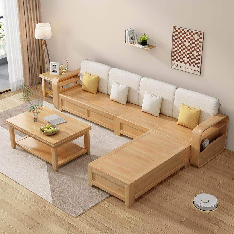 实木沙发茶几组合客厅家具现代简约冬夏两用布艺高箱储物转角沙发,淘宝优惠券,粉丝福利购,淘宝优惠卷