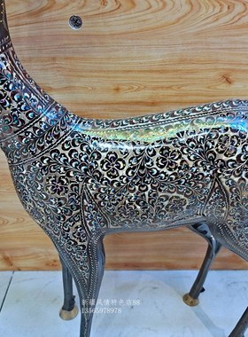 大角鹿巴基斯坦铜器铜鹿摆件欧式家居工艺品落地手工