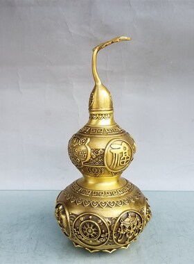 纯铜葫芦摆件铜百福开口葫芦家居辟火龙瓶摆设工艺品