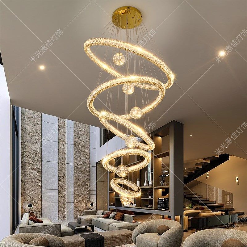 别墅客厅挑空大吊灯豪华大气挑高复式楼中空楼中楼主灯高级感水晶,淘宝优惠券,粉丝福利购,淘宝优惠卷