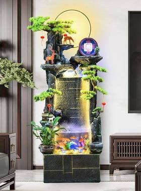 中式客水幕山墙鱼缸假流水喷泉办观公室高山摆件循环景厅落地tb-7