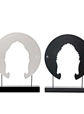 新中式圆形F8757M8M屏关风玉璧件现代样板酒店办间摆公室书房客厅