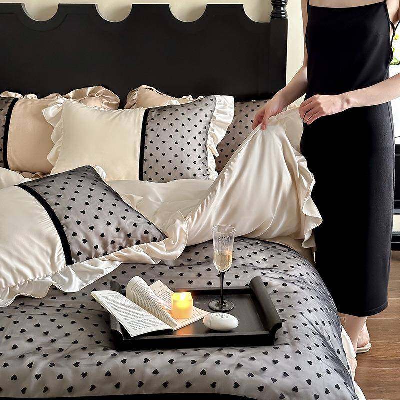 法式件复古风0支兰精丝天爱心拼接欧更纱被套床6J1单四套床上用品,淘宝优惠券,粉丝福利购,淘宝优惠卷