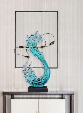 新款现代简约酒店透明装饰抽象雕塑工艺品时尚大堂艺术品摆件软装
