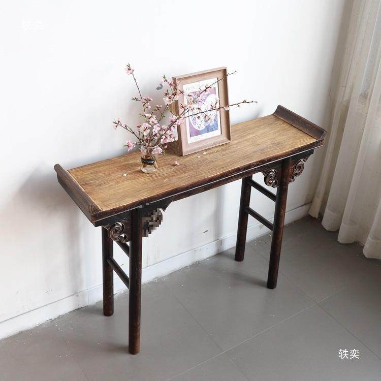 新窄中式长条架案实木简约边小柜条案置物门厅装饰复古做旧玄关垒,淘宝优惠券,粉丝福利购,淘宝优惠卷
