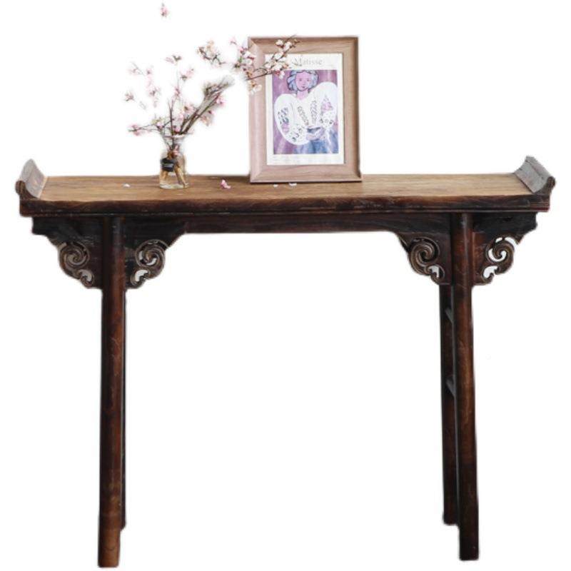 新窄中式长条架案实木简约边小柜条案置物门厅装饰复古做旧玄关垒,淘宝优惠券,粉丝福利购,淘宝优惠卷