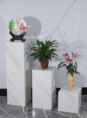 大理石方形底座展示台白色轻奢工艺礼品摆饰陈列架客厅地台落地石