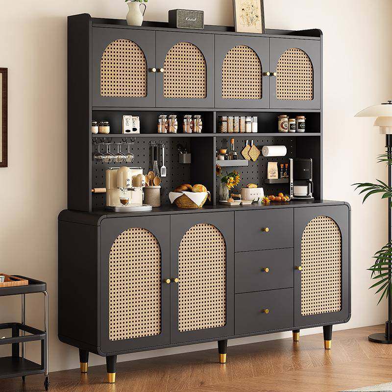 TBZ黑靠色古中风藤编餐边柜墙复一古体洞洞板家用厨房客厅置物架,淘宝优惠券,粉丝福利购,淘宝优惠卷