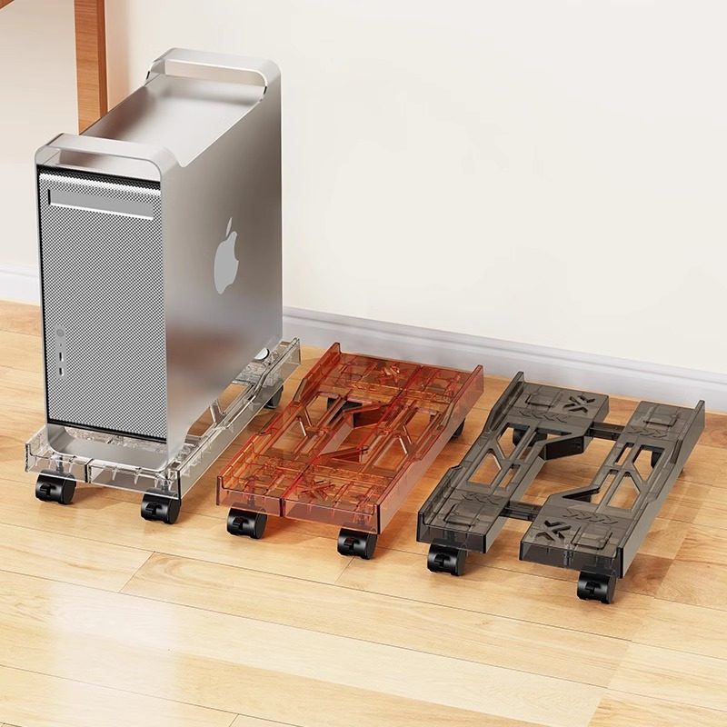 Computer host bracket removable chassis base bracket with pulley storage rack household desktop tray storage rack