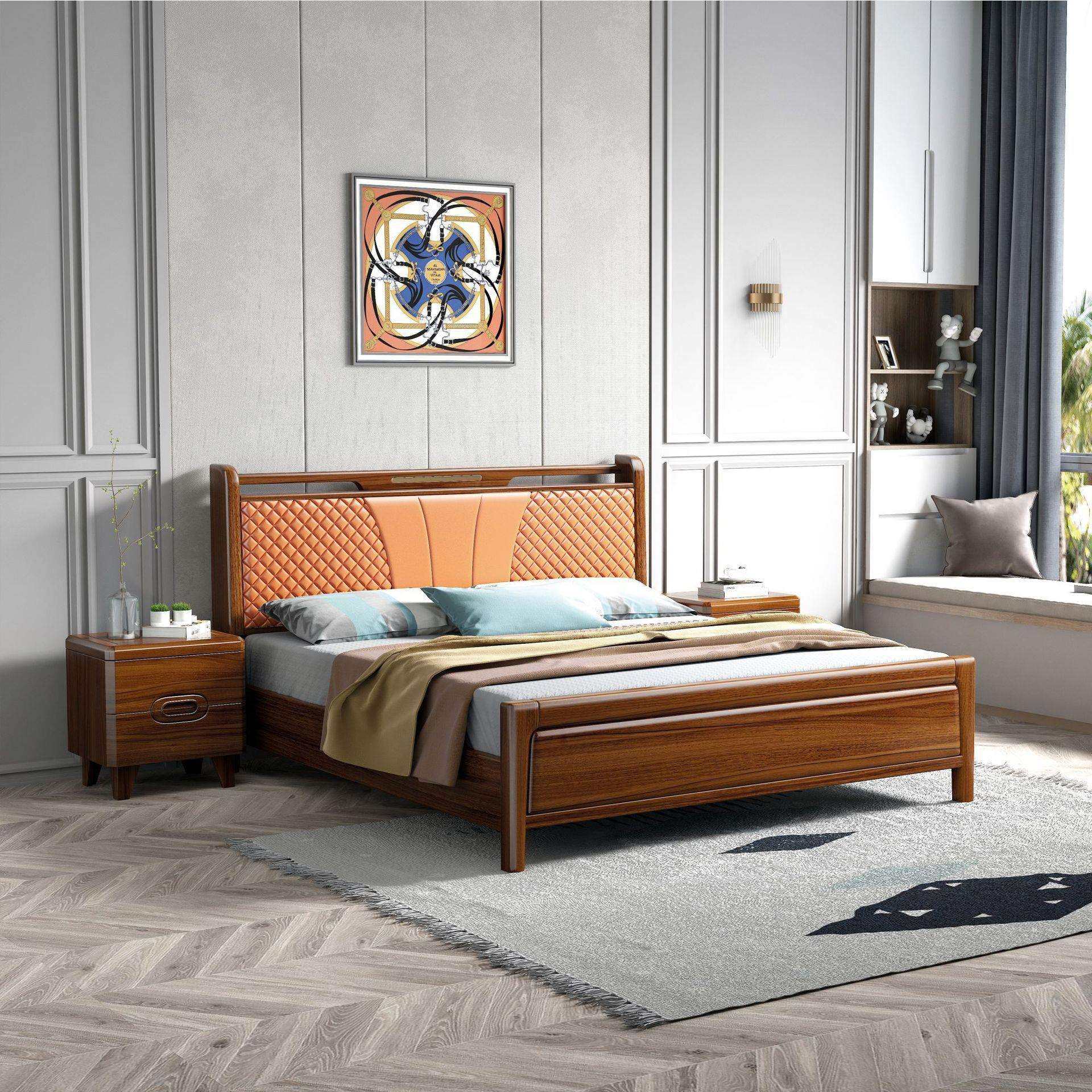 新中式乌金木实木床1.8米1.5主卧双人床高档婚床轻奢高箱储物大床,淘宝优惠券,粉丝福利购,淘宝优惠卷