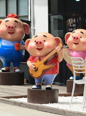 户外网红拍照猪小屁卡通雕塑玻璃钢商场美陈网红店活动装饰大摆件