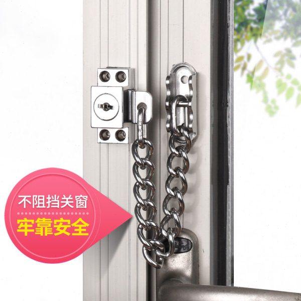 门窗安全防盗锁内外开窗儿童坠楼安全防护窗锁不锈钢链条窗户锁扣,淘宝优惠券,粉丝福利购,淘宝优惠卷