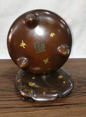 纯铜香炉 仿古铜器香熏炉 点金带底座套炉 家居室盘香炉摆件 供佛