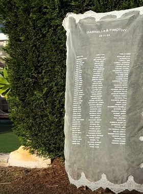 定制带字蕾丝纱背景挂布迎宾牌订婚礼拍照道具打卡点网红装饰布置