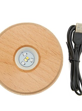 水晶led实木底座旋转多模式灯光七彩白光一L体灯座usb方体圆球搭