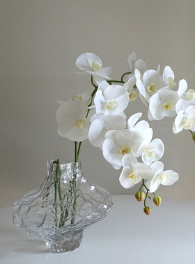 高档白色蝴蝶兰 仿真花兰花高端摆件客厅假花插花装饰塑料花艺