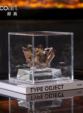 居绿黑客色天然水晶石摆件式云石家假HT8961CY山厅茶中几桌面造景