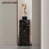Italian minimalist marble base square stone pier entrance sculpture booth living room decorative flower Z frame sofa side table